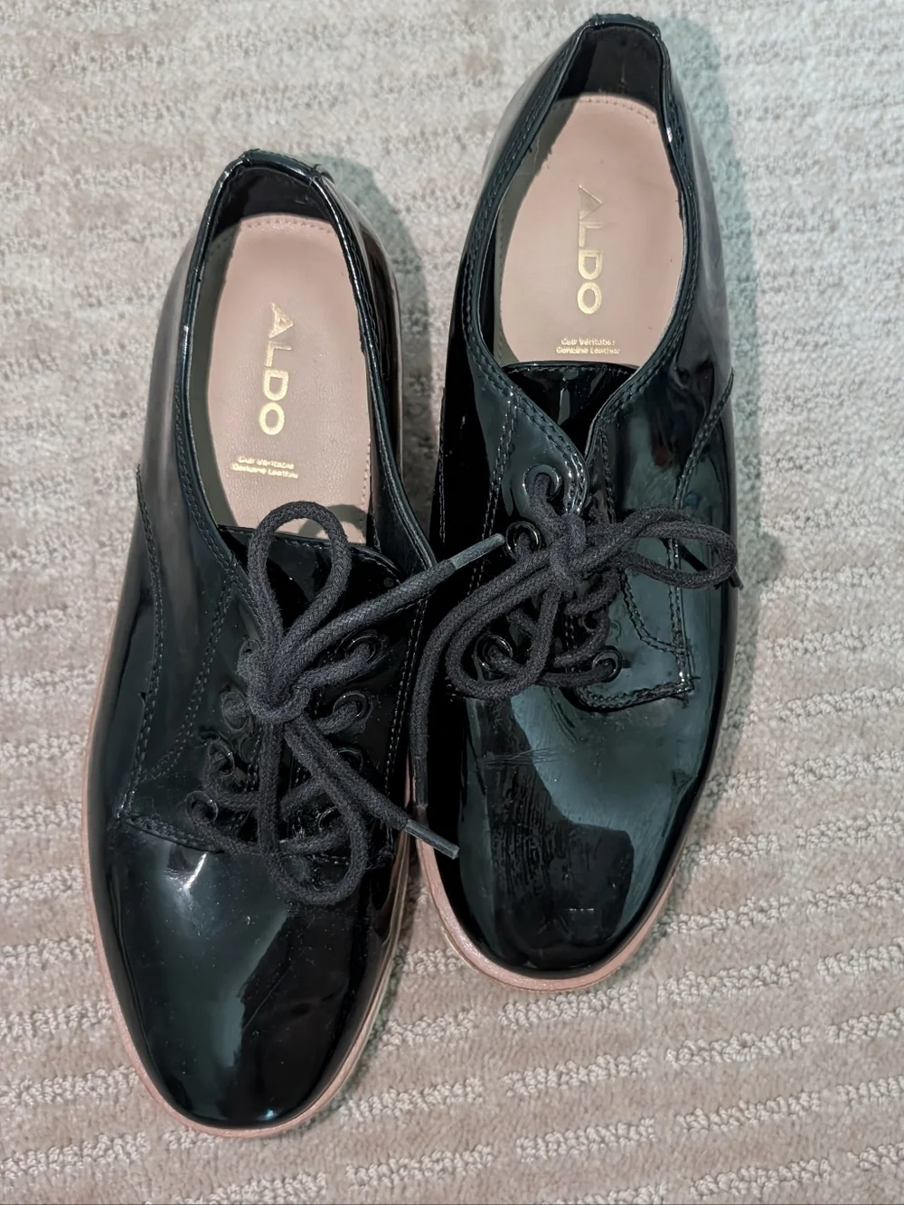 Aldo‎ Black Leather Heeled Oxfords Size 7